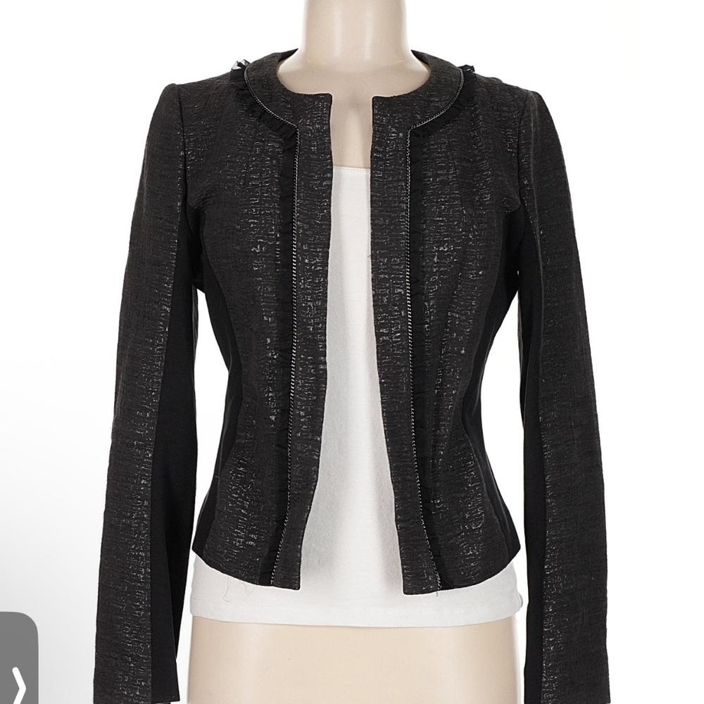 Express Embellished Ruffle Trim Blazer Jacket